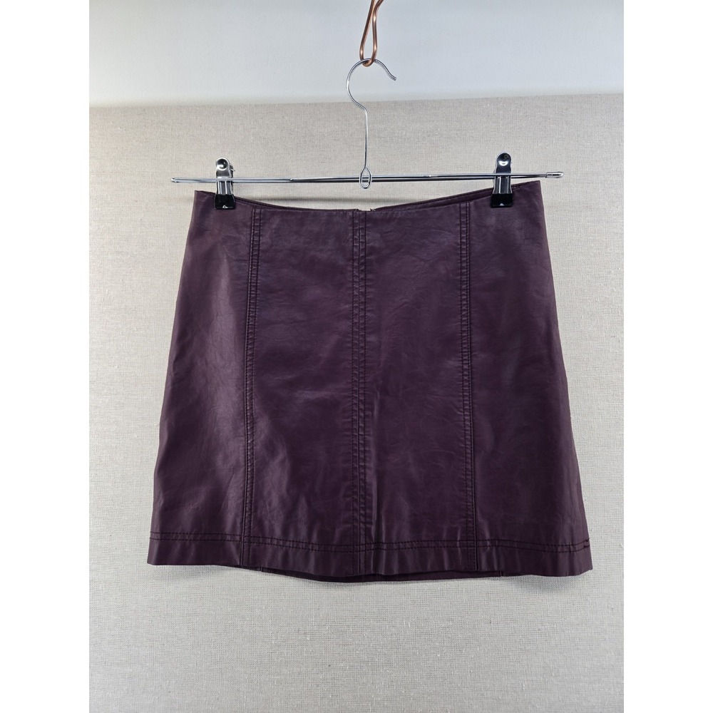 Free People Mini-Skirt Faux Leather Womens 8 Dark Purple W29.5"